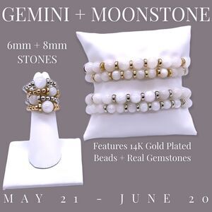 NWT Wool + Pepper Co. Gemini + Moonstone Bracelet - Zodiac x Gemstone Collection